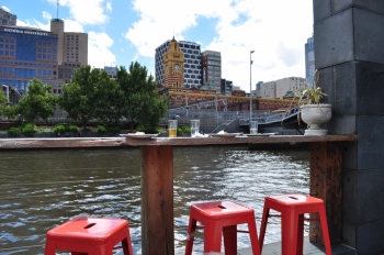 Drinks at a bar in the middle of the Yarra